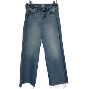 Kancan Jeans Women Size 3/25 Wide Leg Raw Hem Light Wash Denim Stretch